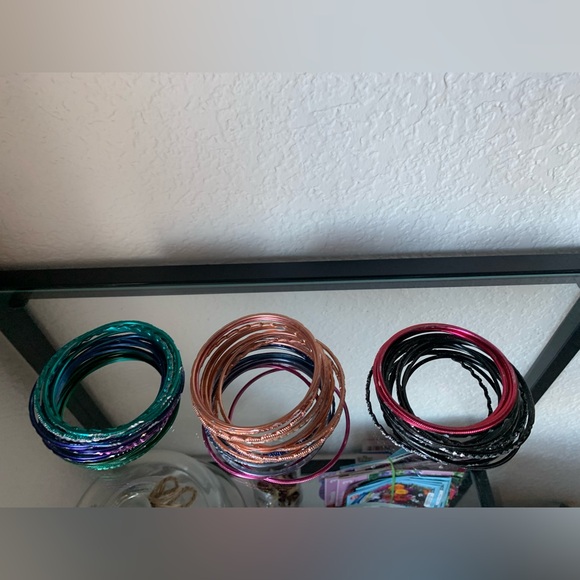 56 Multicolor Bangles Decorative Metal Stacking Bracelets Bollywood Indian GUC - Picture 3 of 11